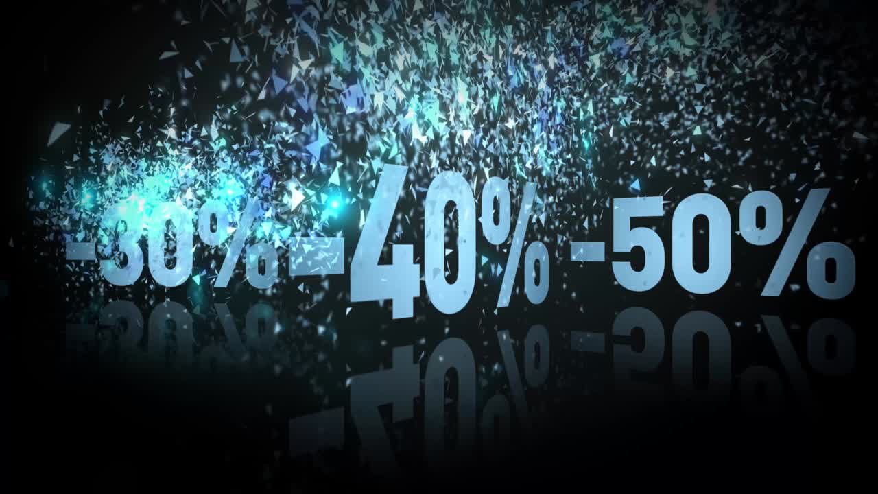 "% 할인, 할인" 텍스트. 프로모션, 판매 및 할인에 대한 애니메이션