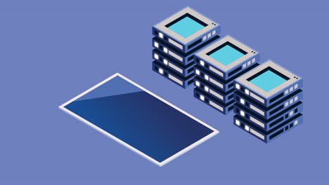 animación tecnológica del dispositivo de teléfono inteligente isométrico