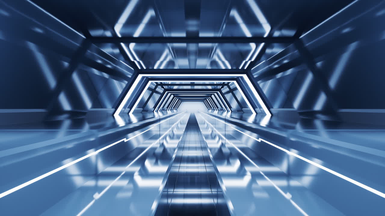 темный туннель с технологической структурой, 3d-рендеринг.