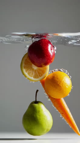 fresh fruits and vegetables underwater