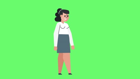 flat graphic design business woman character walking cycle isolated loop animation