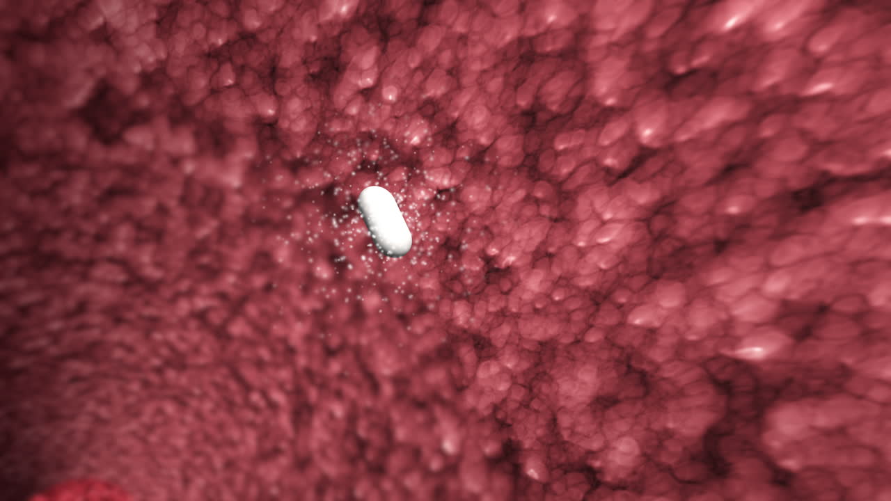 Pill Capsule Dissolving in the Bloodstream