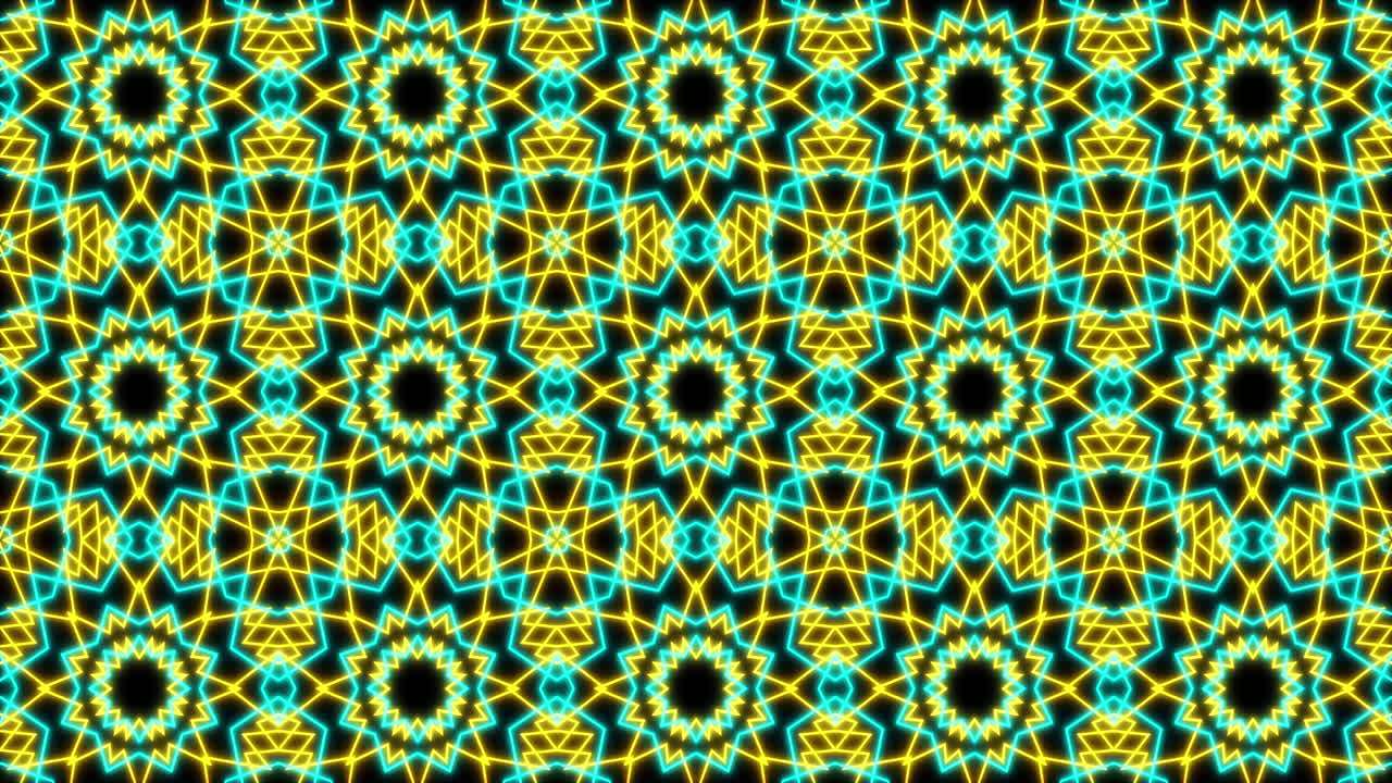 animación del patrón de neón del caleidoscopio que se mueve en movimiento hipnótico en un bucle sin costuras