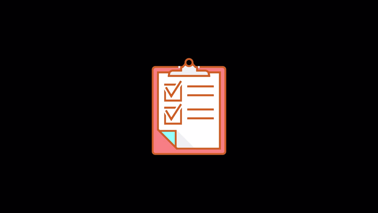 Animated Clipboard with Completed Checklist on Black Background