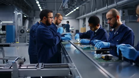 electronic component assembly in a modern factory