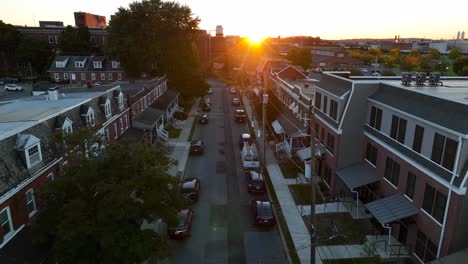 residential street at dawn