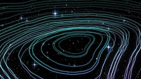 estrellas brillantes sobre la topografía contra un fondo negro
