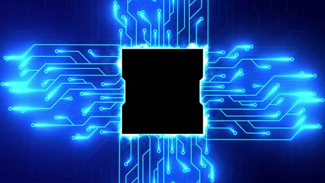 a high-tech animation featuring a glowing cpu at the center of a circuit board. dynamic light effects simulate the formation of electronic circuits, creating a futuristic and digital feel. technology