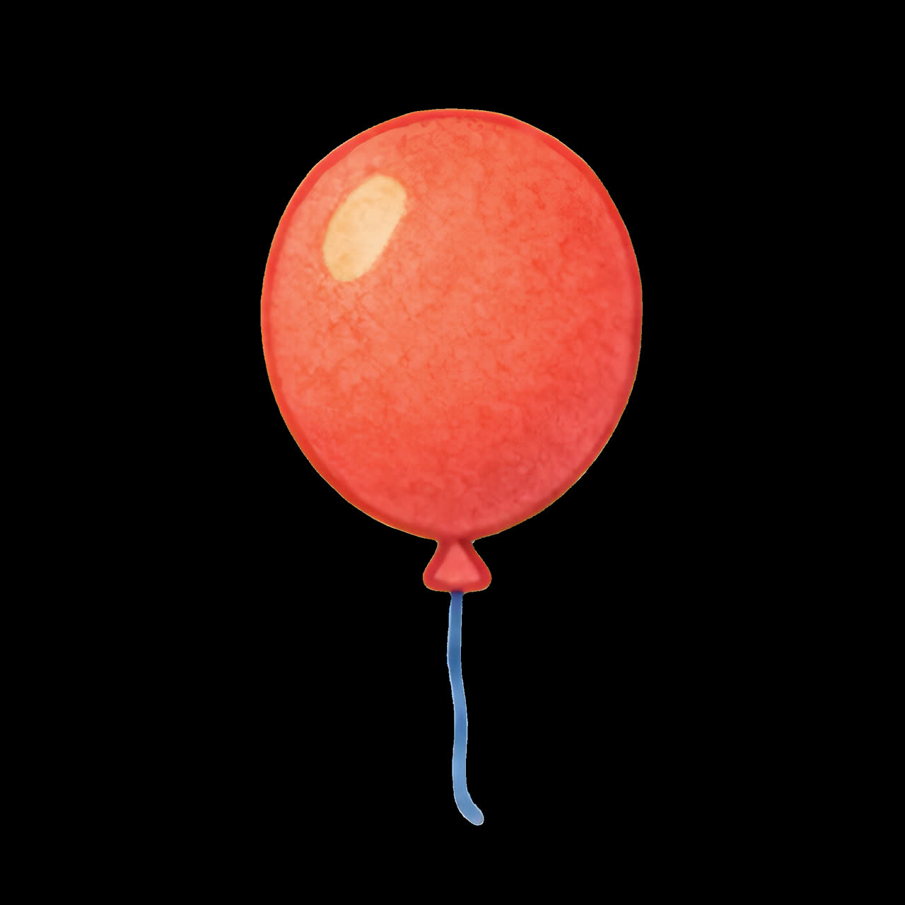 Red balloon with blue string animation isolated asset, transparent 4K video, alpha channel, ProRes