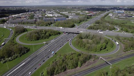 Aerial-overview-of-transit-roundabout-Hoevelaken-intersection-near-Amersfoort-in-Dutch-landscape