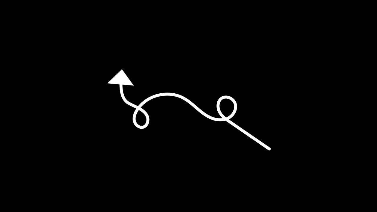 White Arrow Drawing a Winding Path Upwards