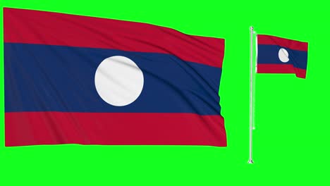 Green-Screen-Waving-Laos-Flag-or-flagpole