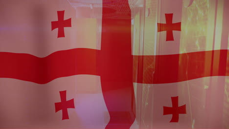 animación de la bandera de georgia sobre la sala del servidor