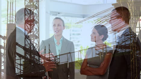 animación del sitio de construcción sobre personas de negocios hablando en la oficina