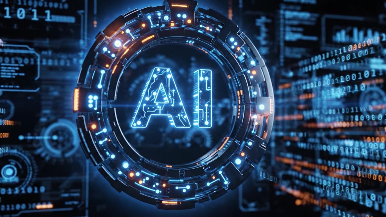 Dynamic Visualization of Artificial Intelligence in a High-Tech Digital Environment Showcasing Advanced AI Concepts and Data Processing Systems