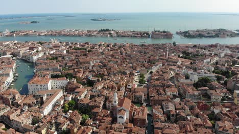 a drone view across venice, italy