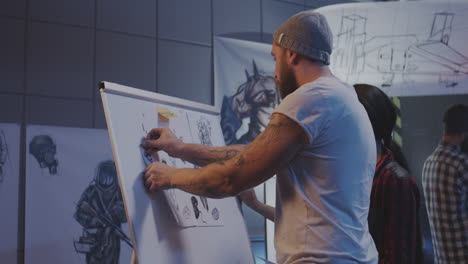 design team discussing game characters