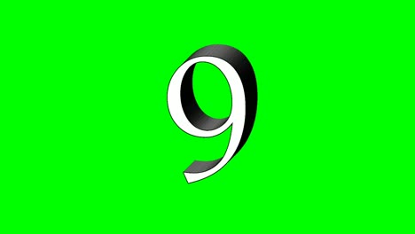 number 9 nine animation green screen