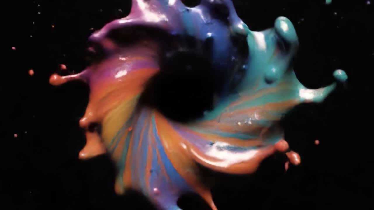 Exploring an Artistic Swirl of Vivid Colors in a Dynamic Paint Splatter Composition, Capturing the Beauty of Fluid Motion and Creative Expression