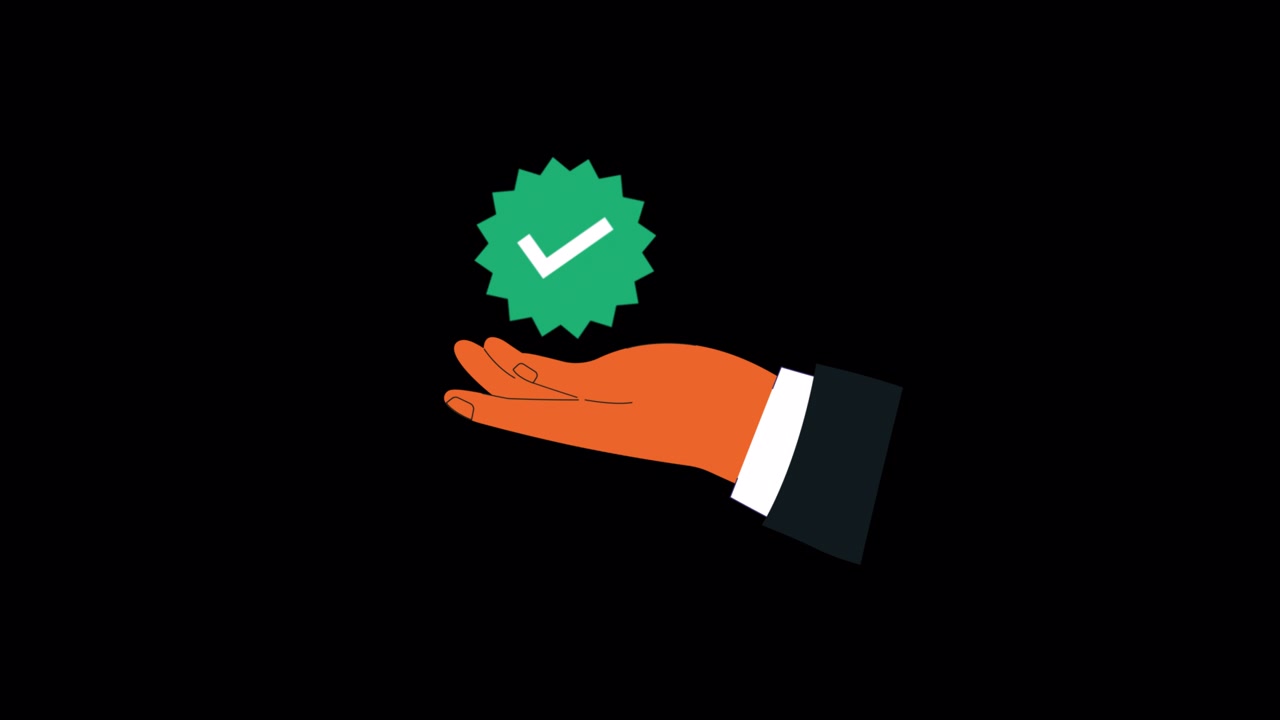 Animated Hand Presenting Green Checkmark Icon