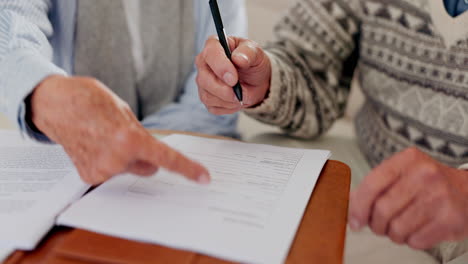 hands, couple and sign paper for insurance