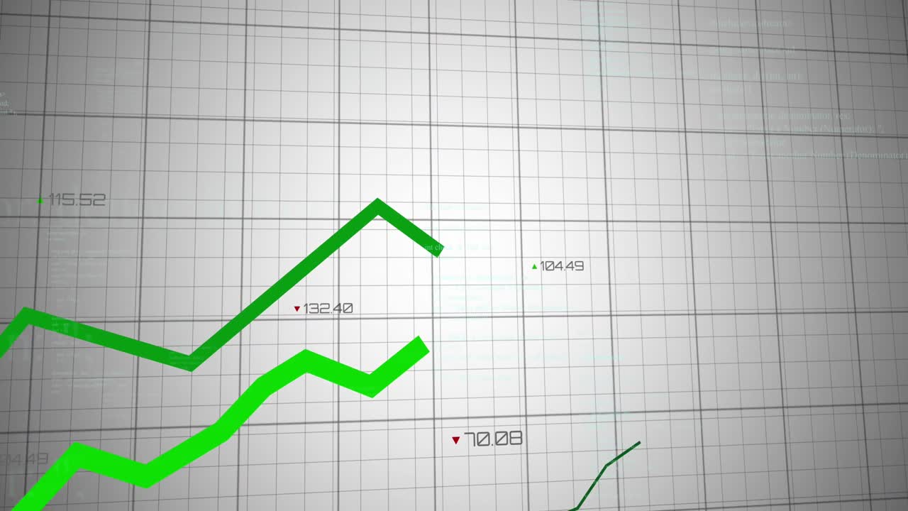 Animazione di elaborazione di dati statistici su rete a griglia su sfondo grigio