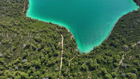 Wooded Landscape Of Mljet Island In Croatia. Aerial Drone Shot