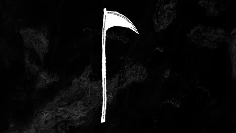 animation of shapes and scythe on black background