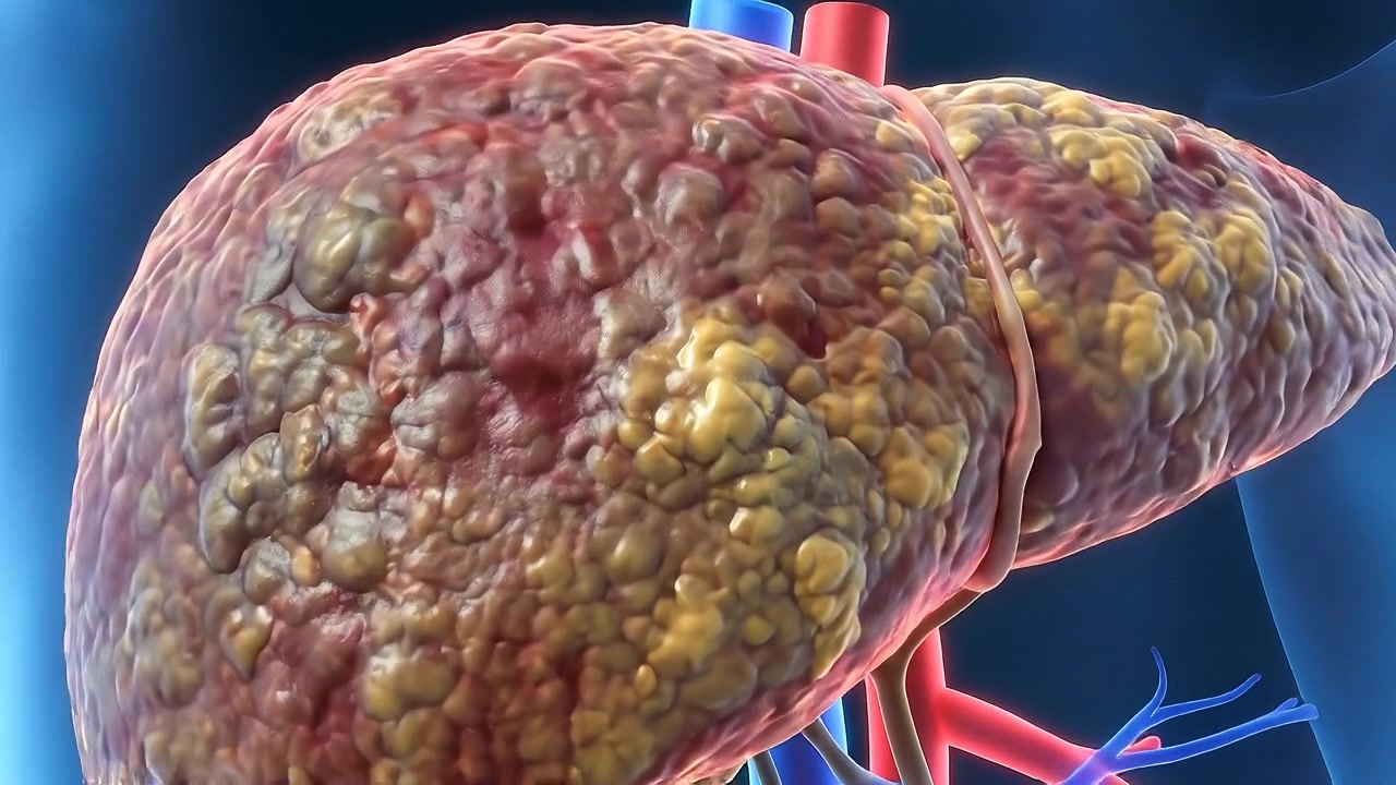 Torso umano anatomico che evidenzia la struttura del fegato e la rete venosa