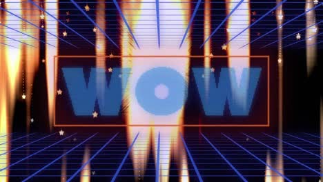 animación de texto wow sobre fondo negro con luces doradas