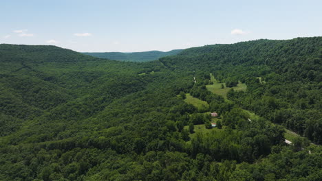 denso paisaje de bosque verde cerca del río búfalo en arkansas, ee.uu.