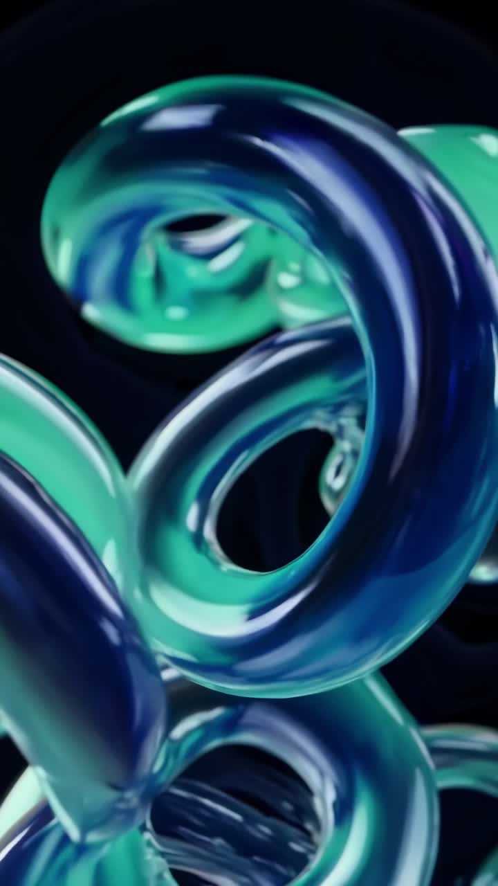 Abstract Fluid Forms in Teal and Blue