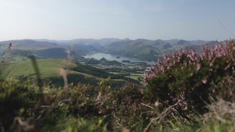 Beautiful-nature-landscape-of-Derwent-Water-in-Lake-District,-England