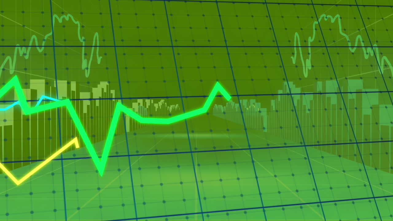 animación del procesamiento de datos sobre un fondo verde