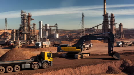 industrial mining and processing operations with heavy machinery