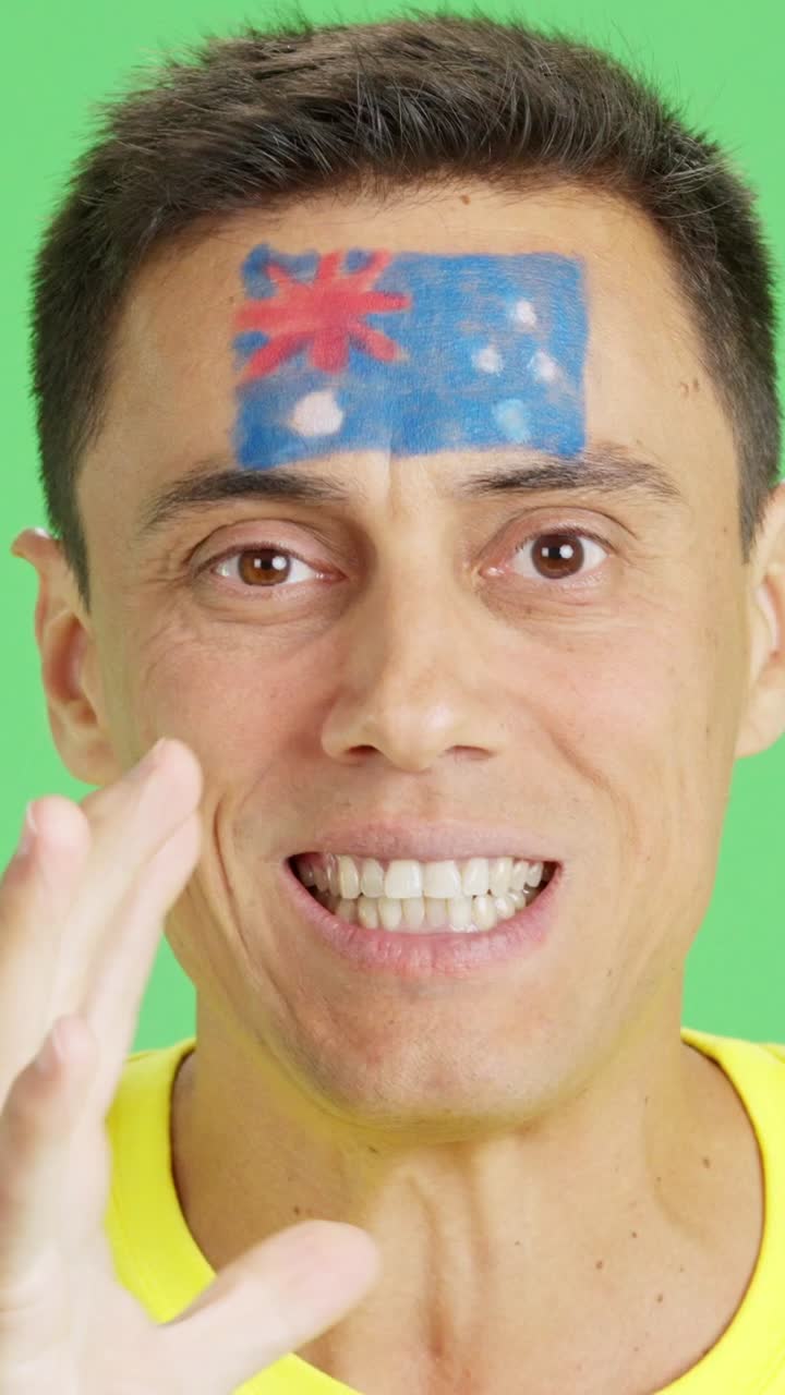 Very nervous man supporting australian team during a difficult match