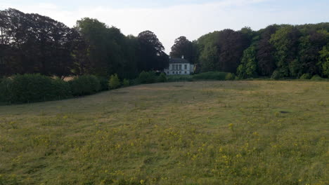 aerial of distant beautiful manor