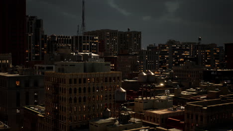 paisaje urbano nocturno visto desde el aire