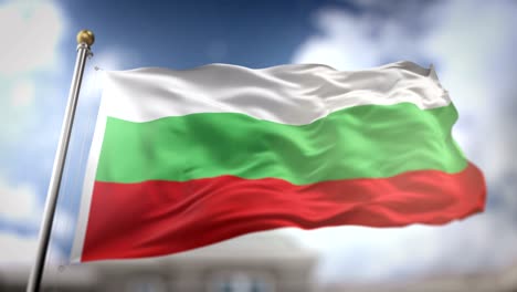 la bandera de bulgaria ondeando en cámara lenta 3d con fondo de cielo azul - bucle sin costuras 4k
