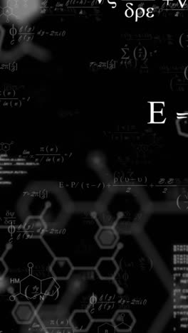 animation of mathematical equations and data processing on black background