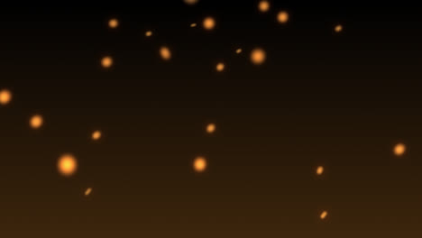 animación de múltiples bolas naranjas brillantes fuera de foco de manchas de luz que caen sobre un fondo marrón