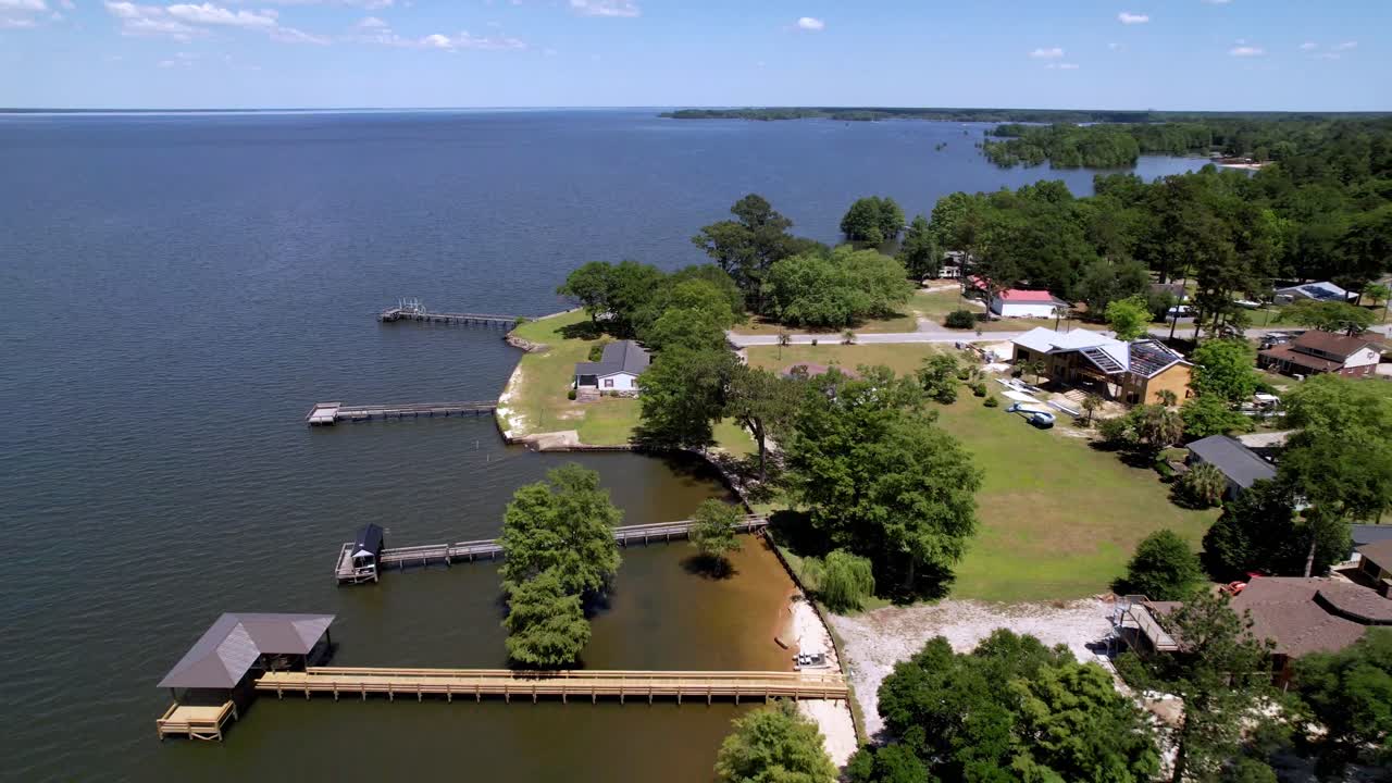 Luftfoto med udzoomning af Lake Marion SC, Lake Marion South Carolina.