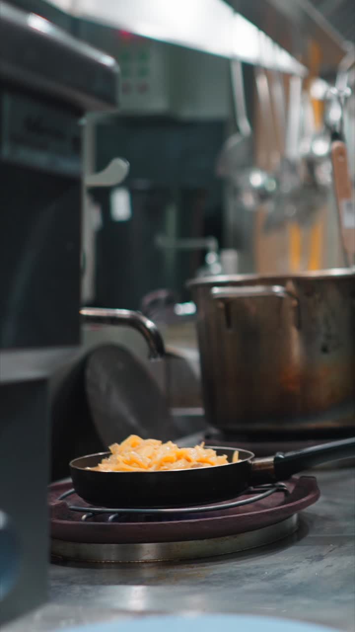 Chef cooking food in a professional kitchen