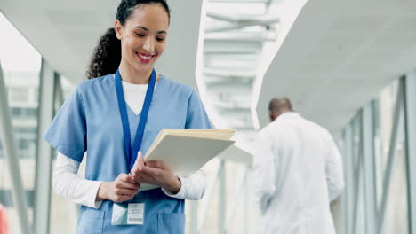 woman, paperwork and doctor in a hospital
