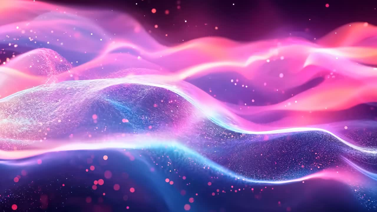 A colorful wave of light with pink and blue colors. The image is abstract and has a dreamy, ethereal quality