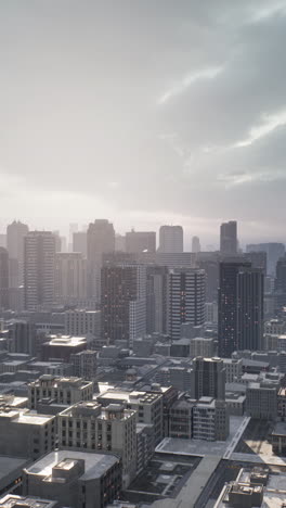 aerial view of a modern city with cloudy skies