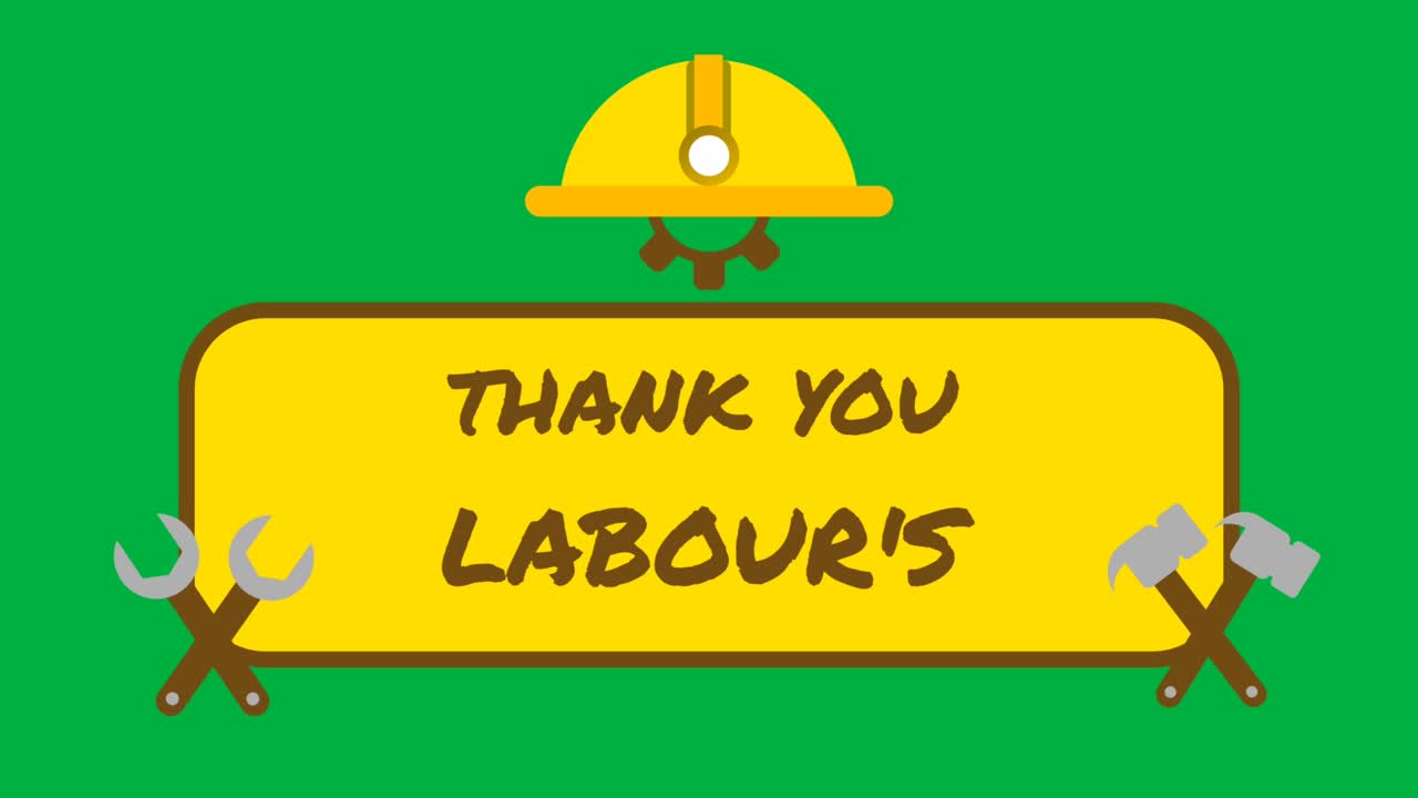 Labour day animation isolated on green screen with changing world line labour day to thank you labours.
