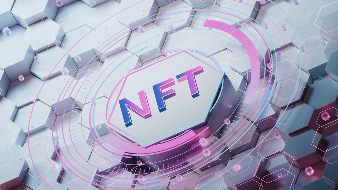 el concepto de nft, renderización 3d.