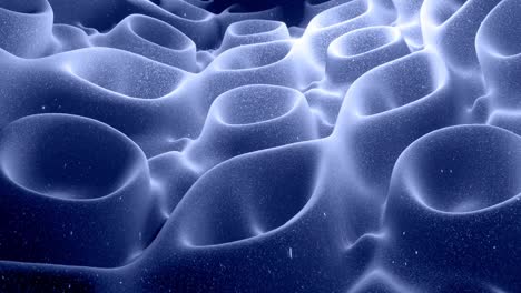 elegante negro festivo bg. fantástico fondo en bucle abstracto, las olas se mueven en una superficie brillante como un paisaje hecho de cera azul líquida con chispas. hermoso fondo suave con animación suave 4k