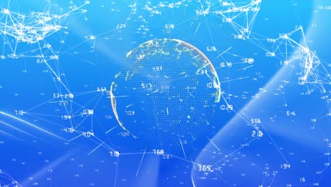 animation of globe and network of connections on blue background